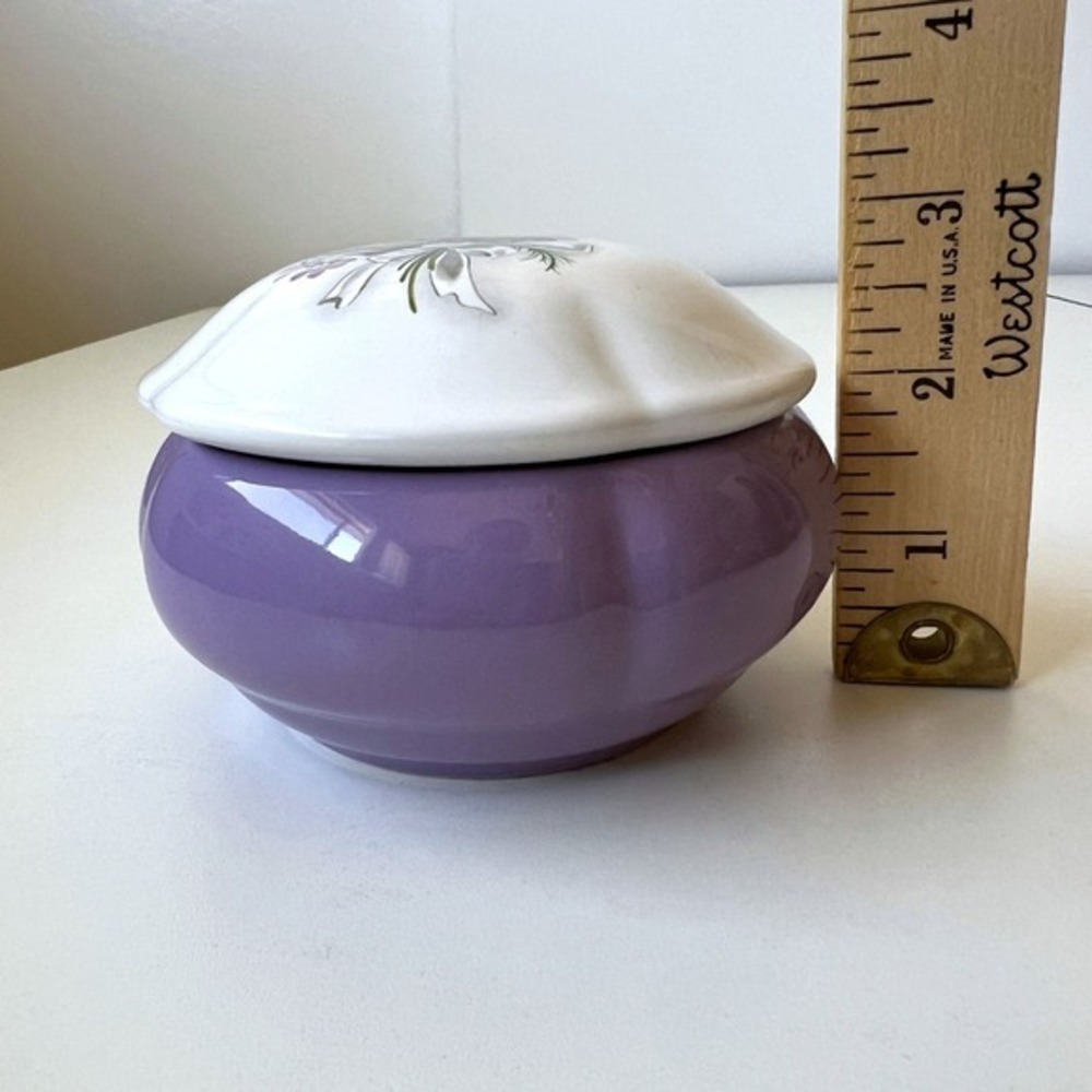 Vintage San Francisco Music Box Co Purple Floral Trinket Box - Picture 10 of 10